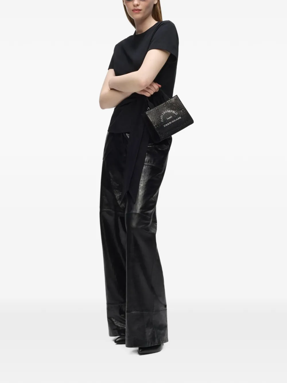 Karl Lagerfeld Rue St-Guillaume vierkante mini-shopper met stras Zwart