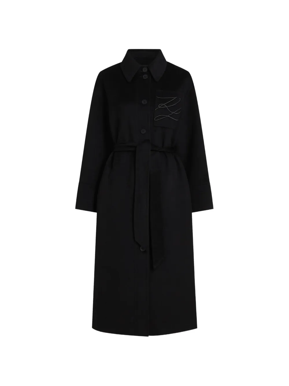 Karl Lagerfeld Cappotto in misto lana con cintura - Nero