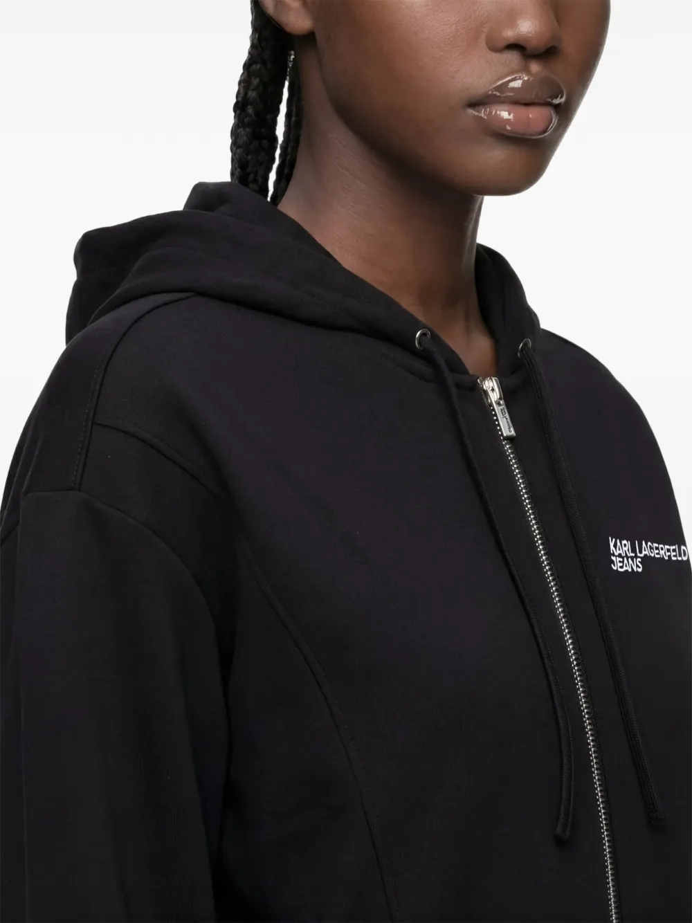 Karl Lagerfeld Jeans Milano hoodie met rits Zwart
