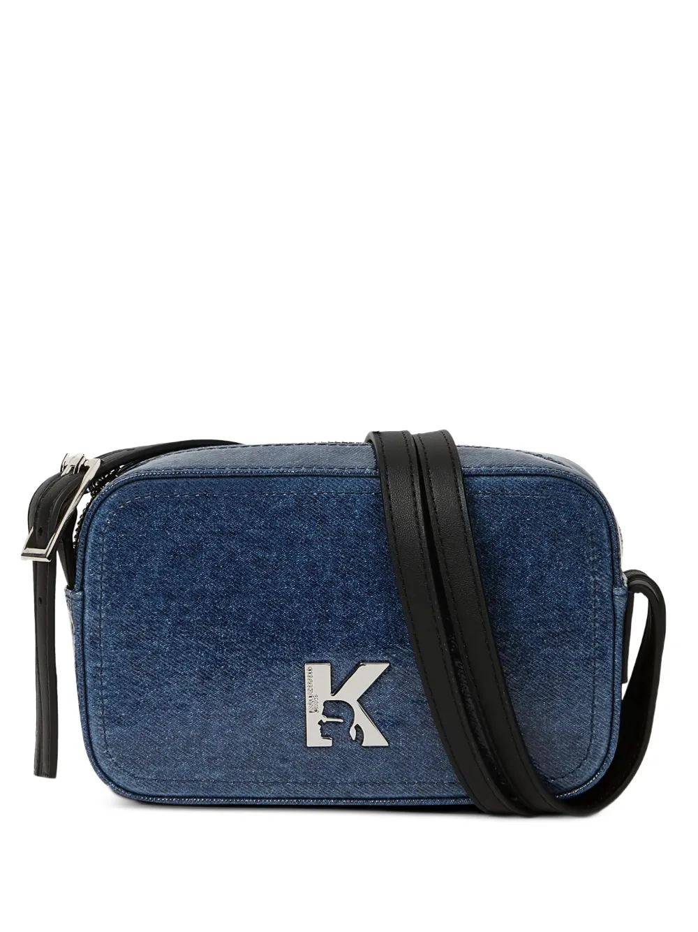Karl Lagerfeld Jeans logo-plaque denim crossbody bag - Blu
