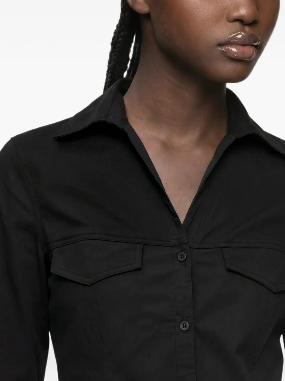 Karl Lagerfeld Jeans button-up flap-pocket shirt Zwart