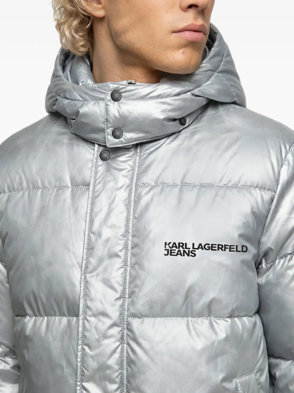 Karl Lagerfeld Jeans Glanzend donsjack Zilver