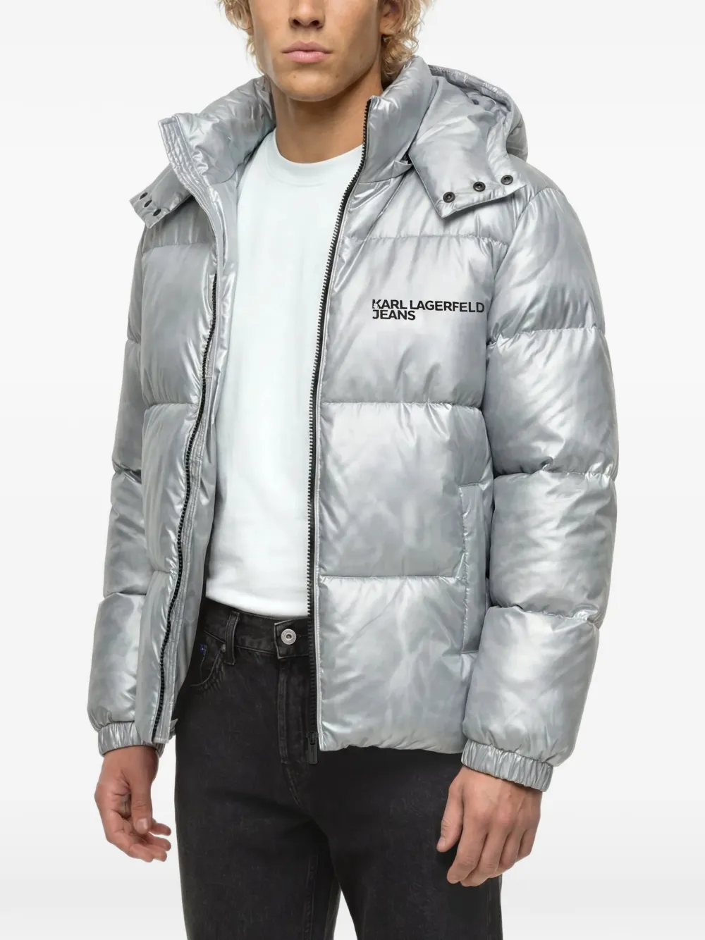 Karl Lagerfeld Jeans Glanzend donsjack Zilver