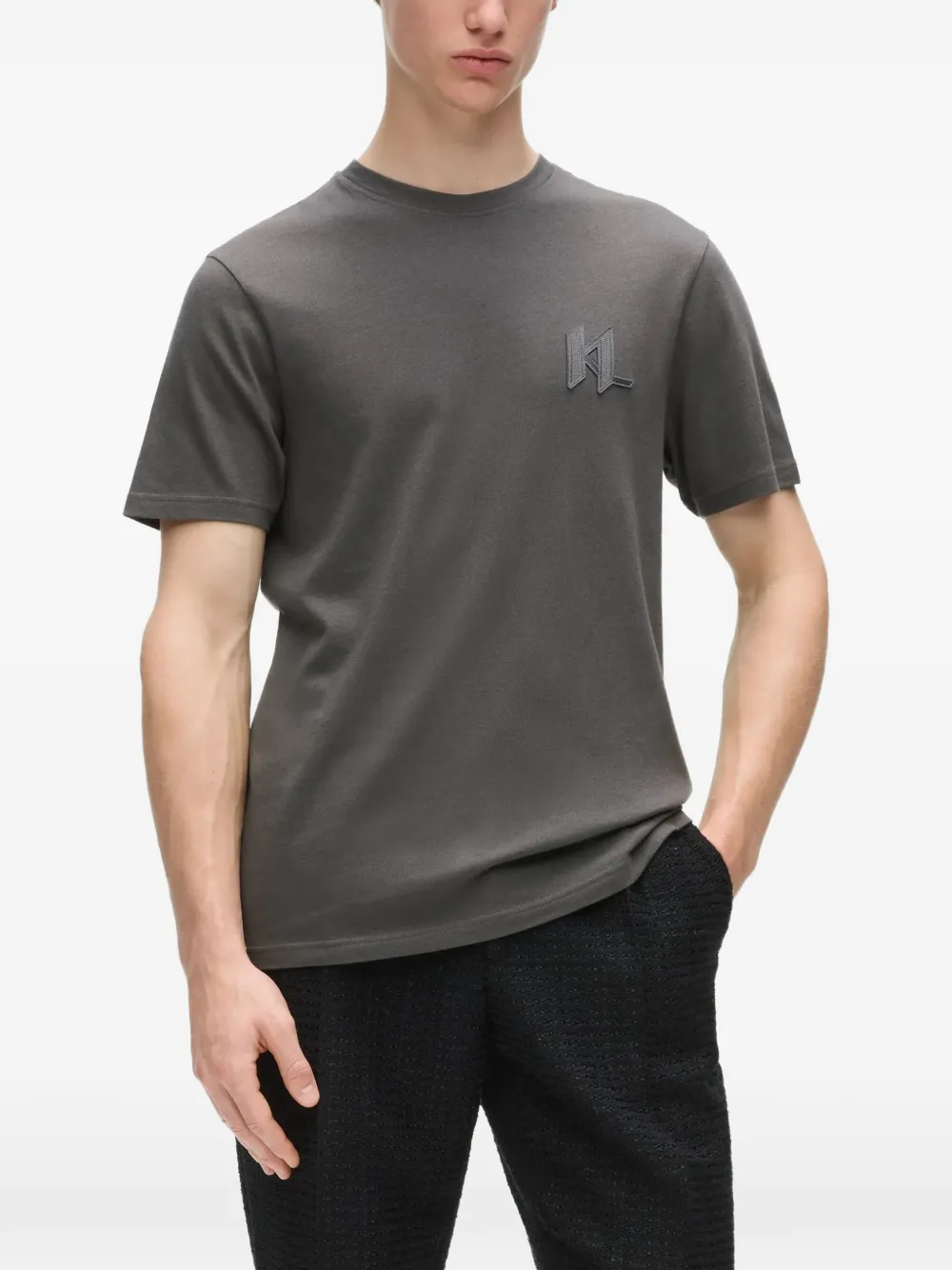 Karl Lagerfeld T-shirt met logopatch Grijs