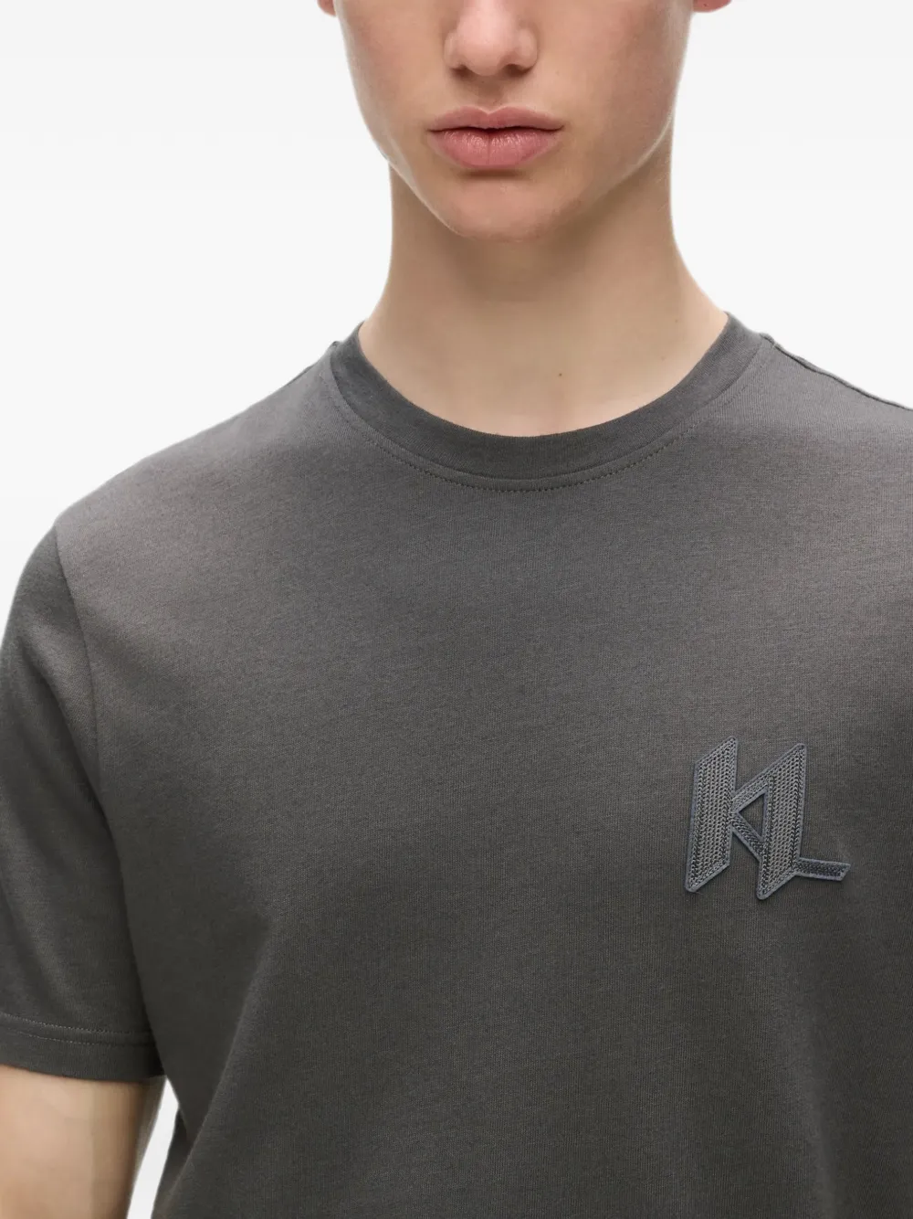 Karl Lagerfeld T-shirt met logopatch Grijs