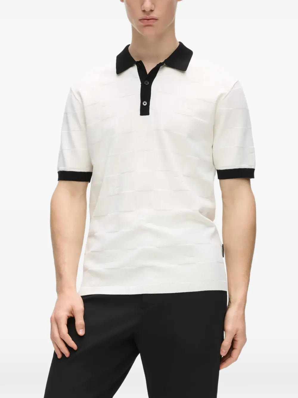 Karl Lagerfeld Geruit poloshirt met monogram Beige