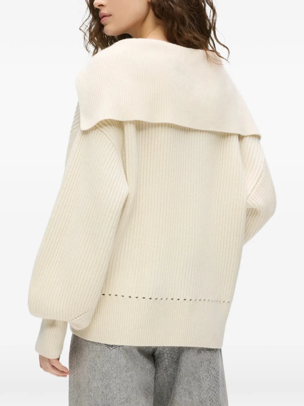 Karl Lagerfeld Trui met wijde kraag en V-hals Beige
