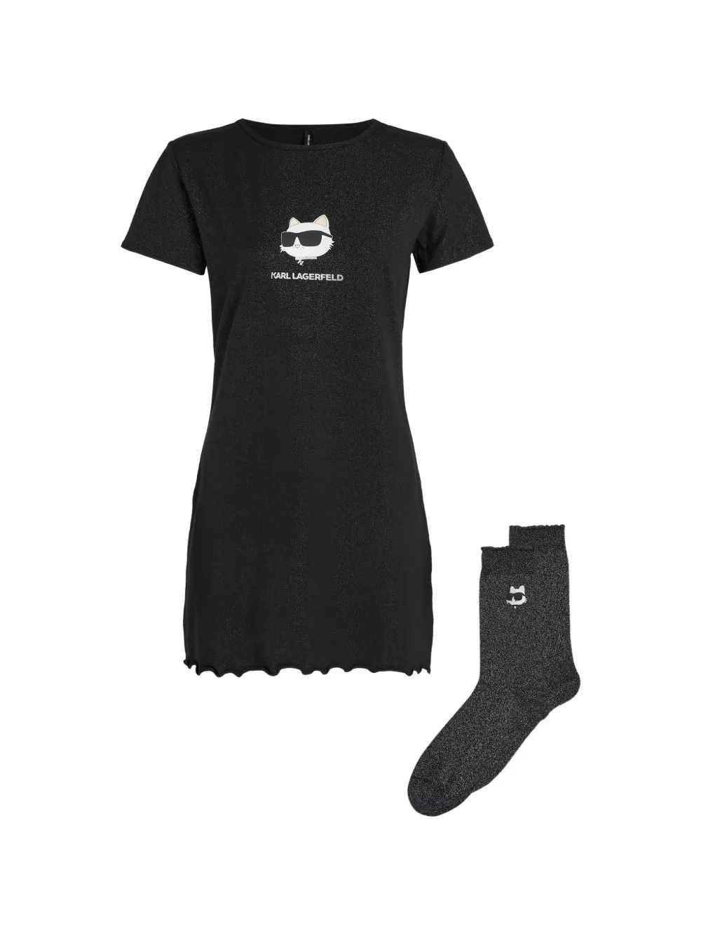 Karl Lagerfeld Ikon Geschenkset mit Pyjama-Kleid und Socken - Schwarz