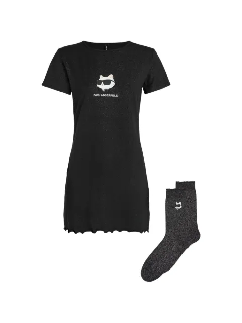 Karl Lagerfeld Ikon glitter pajama dress & socks gift set