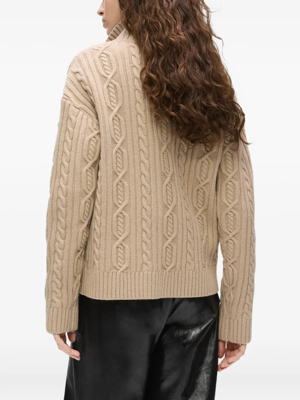 Karl Lagerfeld Ikon kabelgebreide polotrui Beige