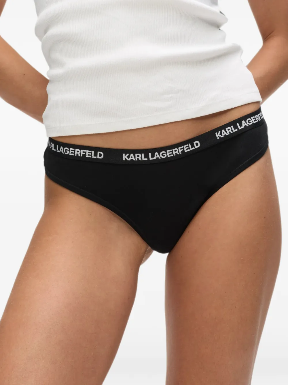 Karl Lagerfeld logo thong multiband (pack of seven) Zwart