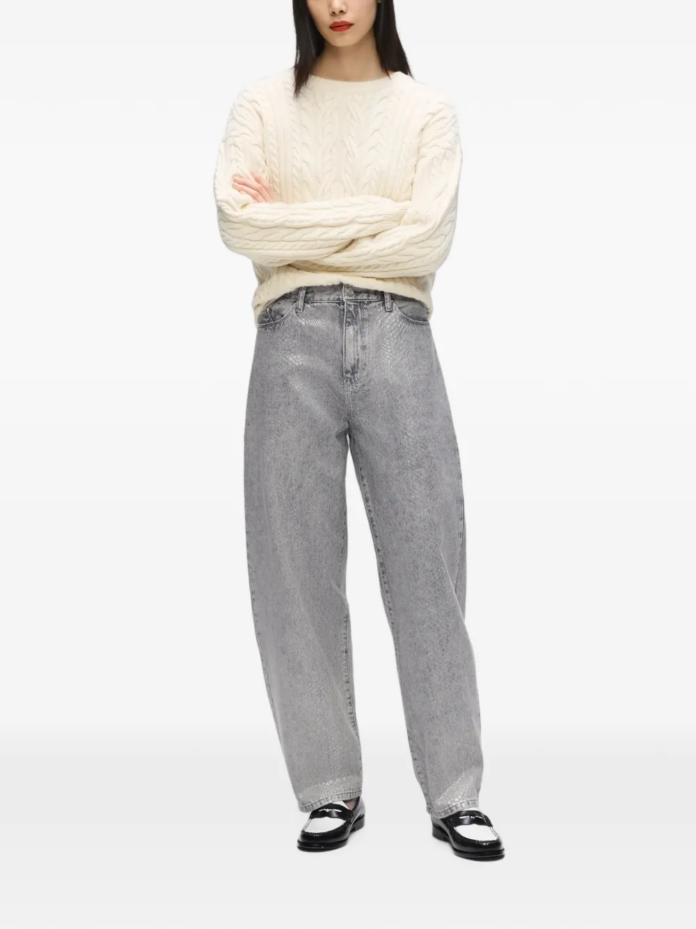 Karl Lagerfeld Gecoate jeans met python-effect Grijs