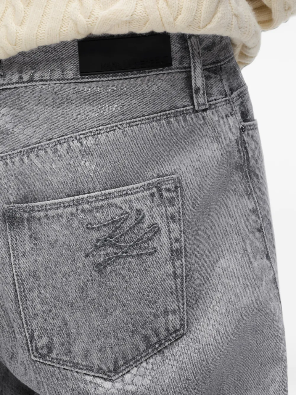 Karl Lagerfeld Gecoate jeans met python-effect Grijs