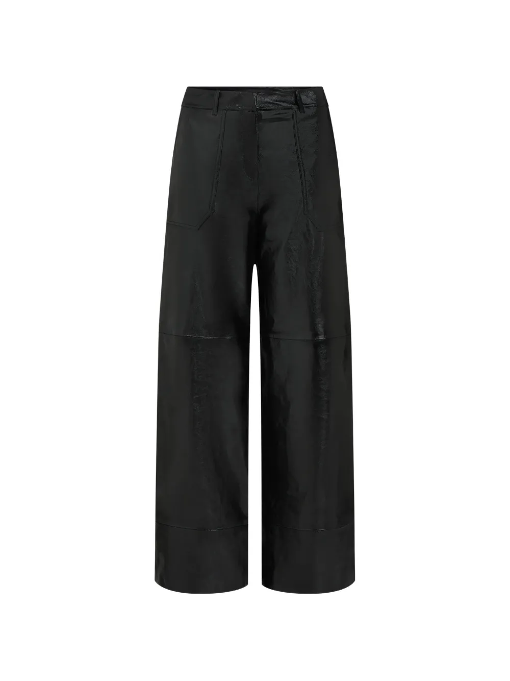 Karl Lagerfeld Leren broek met wijde pijpen Zwart