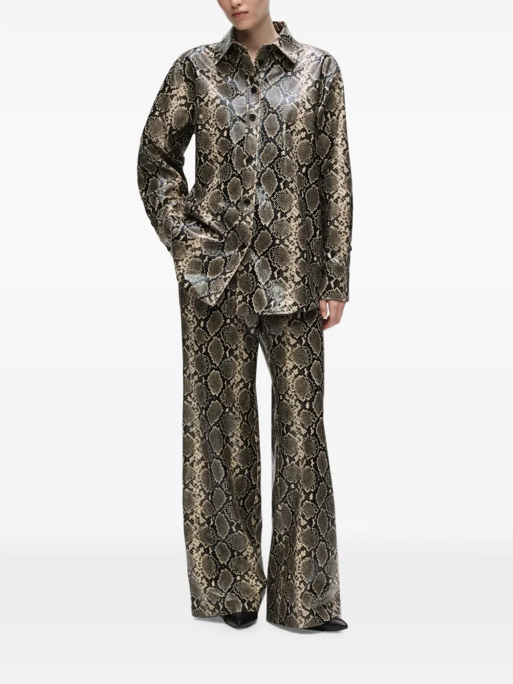 Karl Lagerfeld Flared broek met python-effect Beige