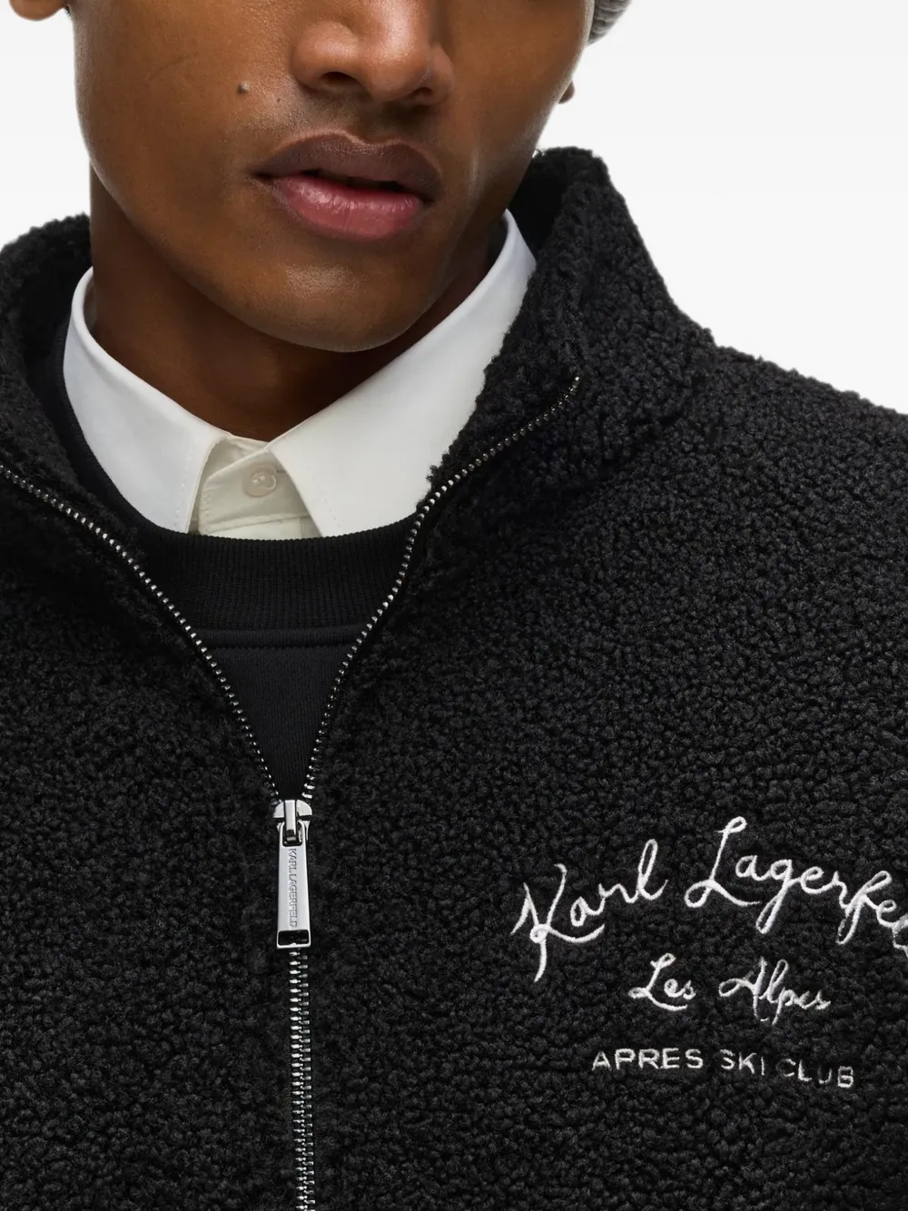 Karl Lagerfeld Fleece jack met borduurwerk Zwart