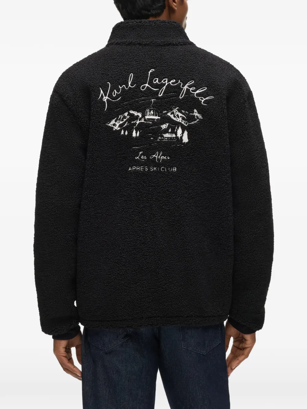 Karl Lagerfeld Fleece jack met borduurwerk Zwart