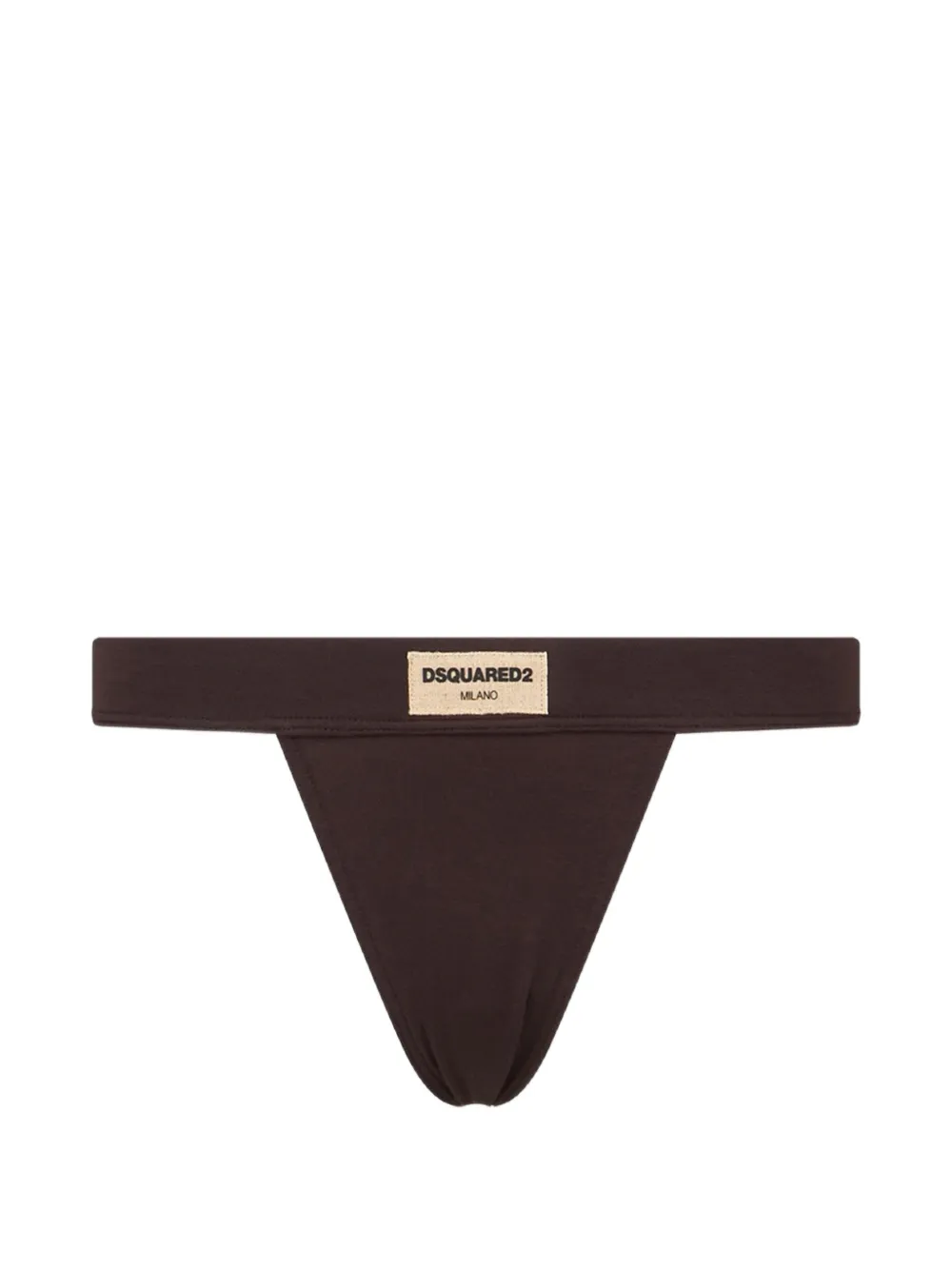 Dsquared2 Logo-embroidered Thong In Brown