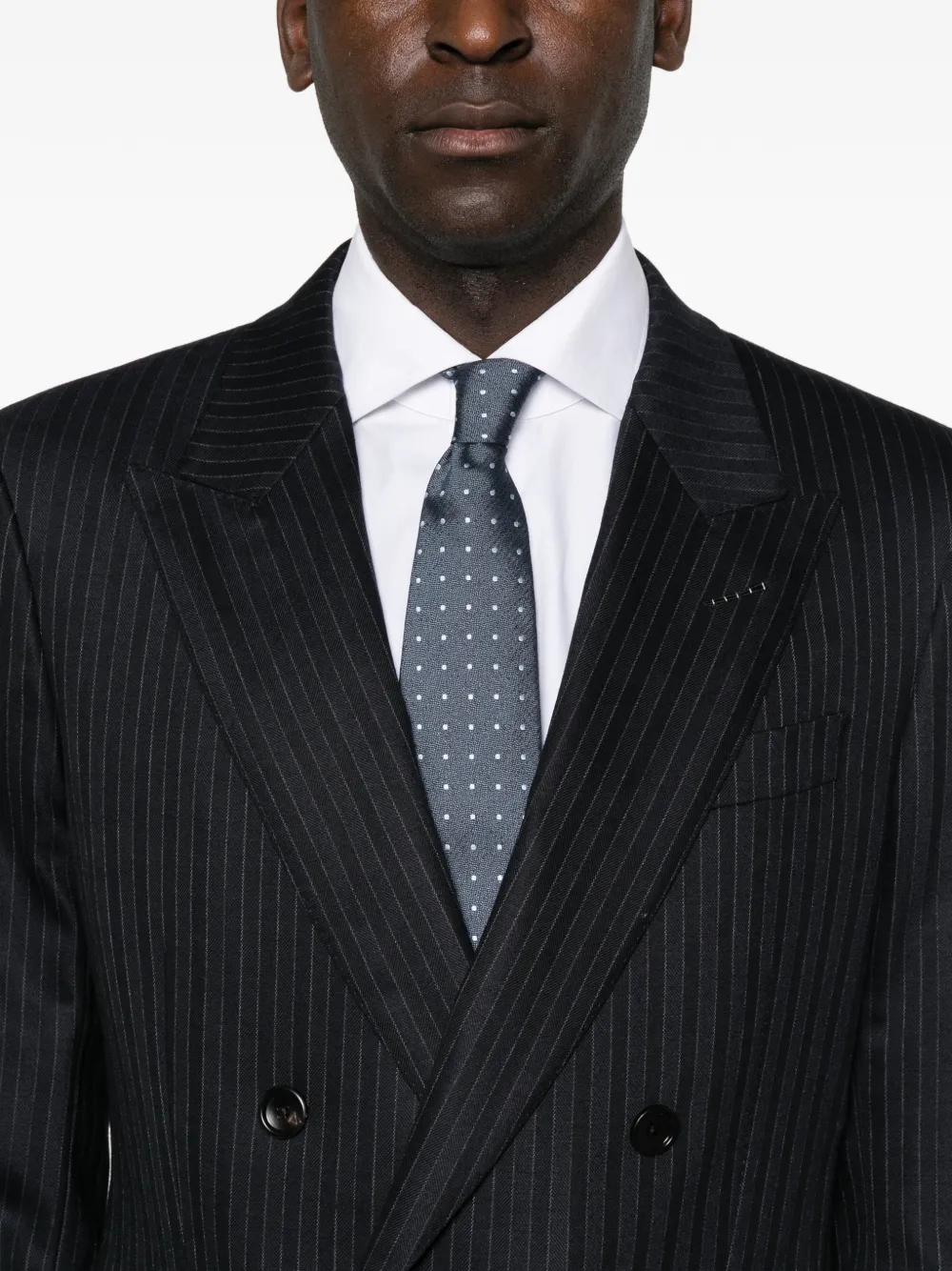 TOM FORD pinstriped double-breasted suit Blauw