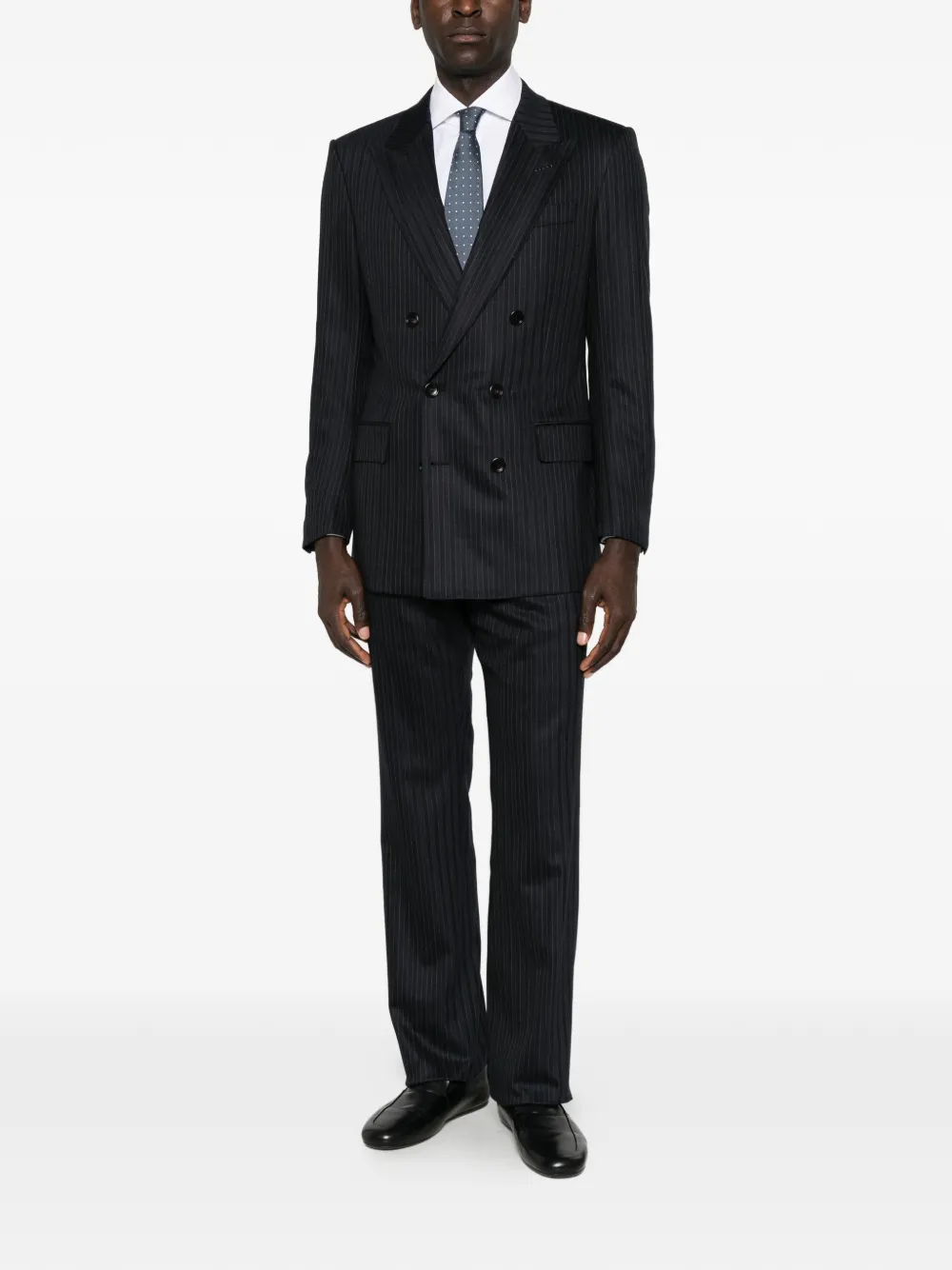 TOM FORD pinstriped double-breasted suit Blauw