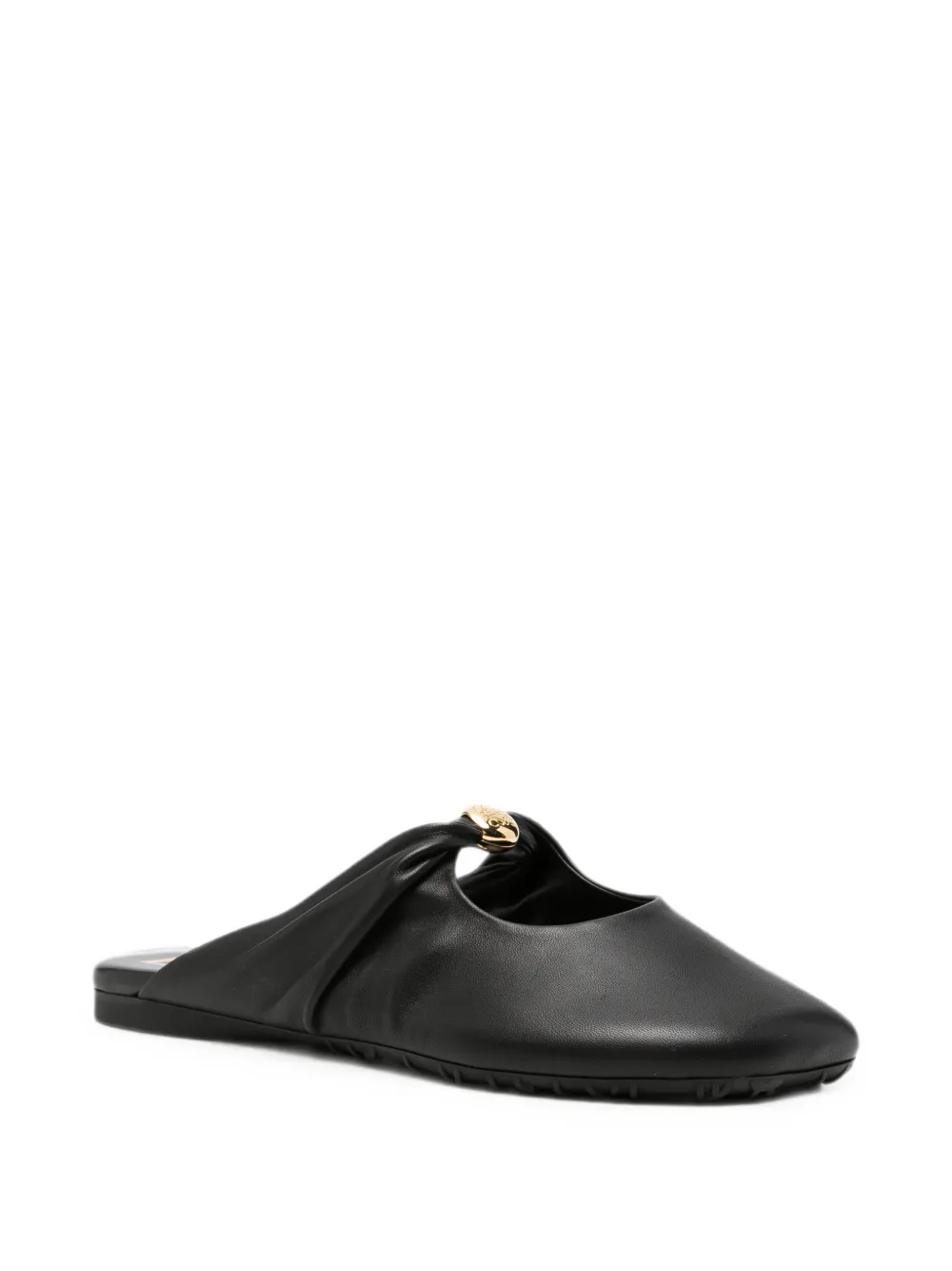 LOEWE ruched logo-plaque sandals Zwart