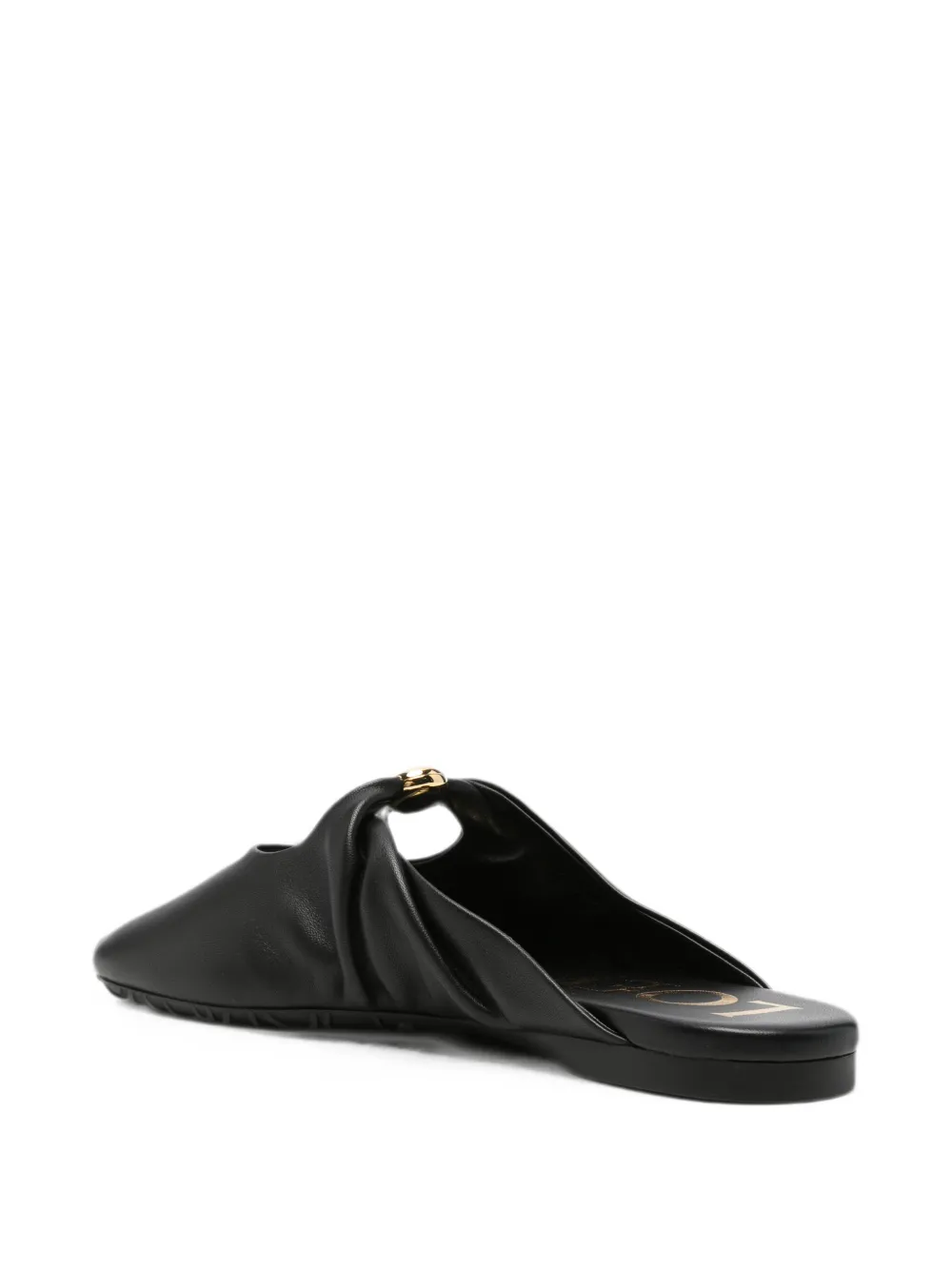 LOEWE ruched logo-plaque sandals Zwart