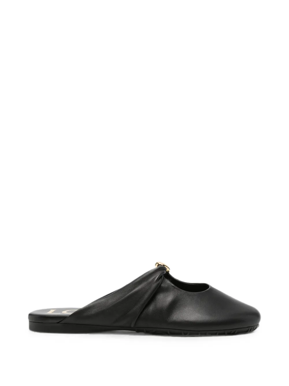 LOEWE ruched logo-plaque sandals Zwart