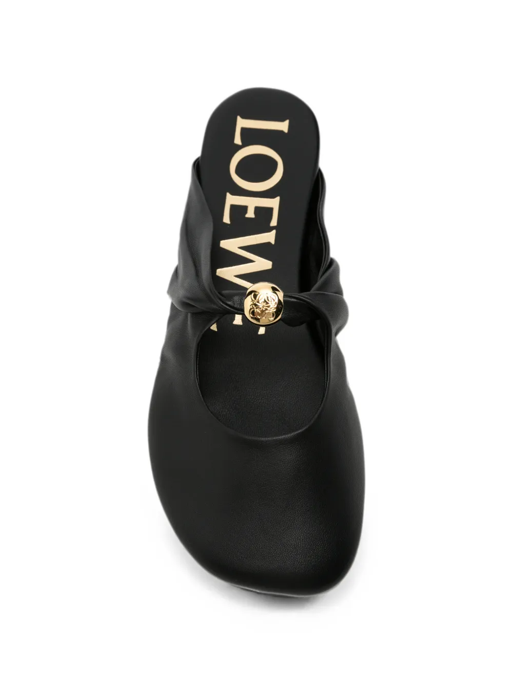 LOEWE ruched logo-plaque sandals Zwart