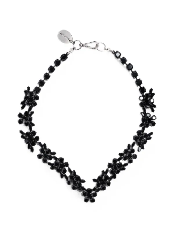 Simone Rocha V-line Floral Necklace in Black