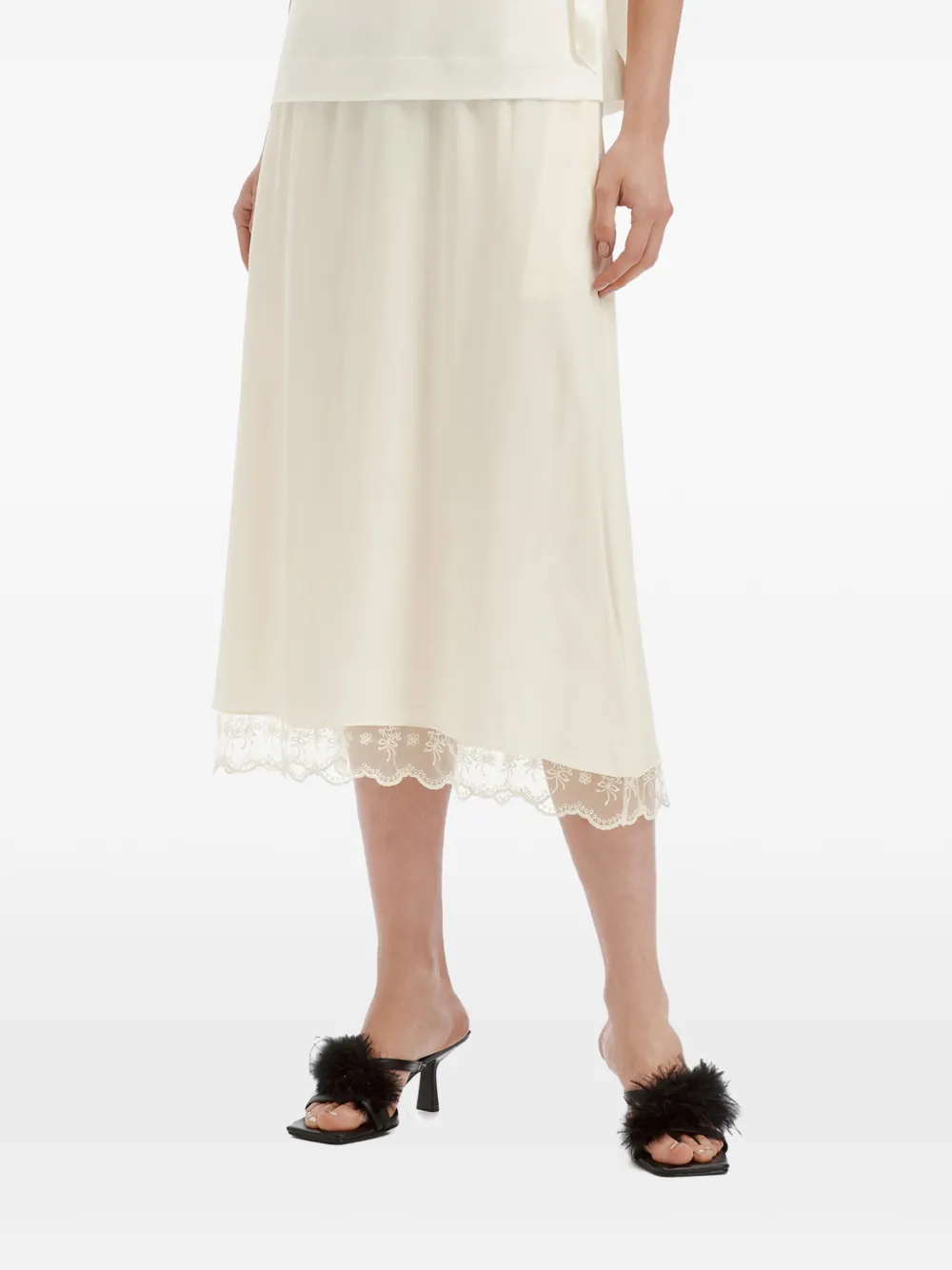 Simone Rocha lace-trim midi skirt - Bianco