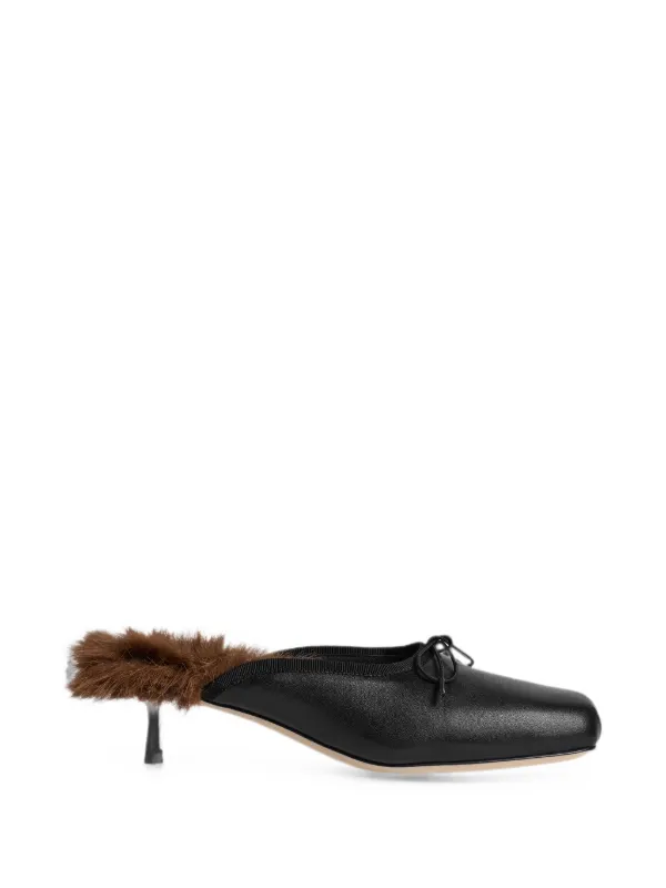 Simone Rocha Faux Fur Lined Pointe Heeled Mules in Black