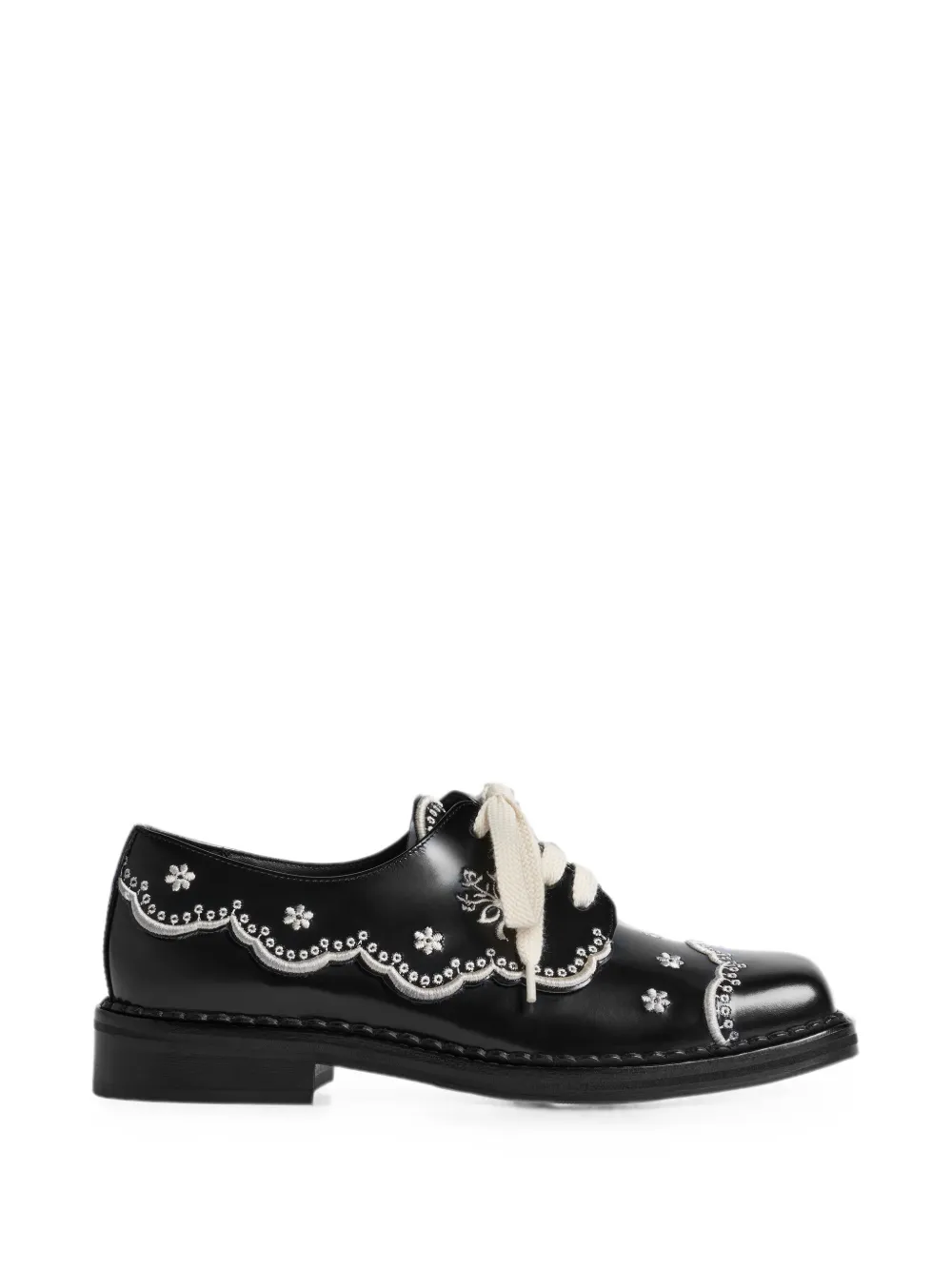 Simone Rocha floral-lace Derby shoes Zwart