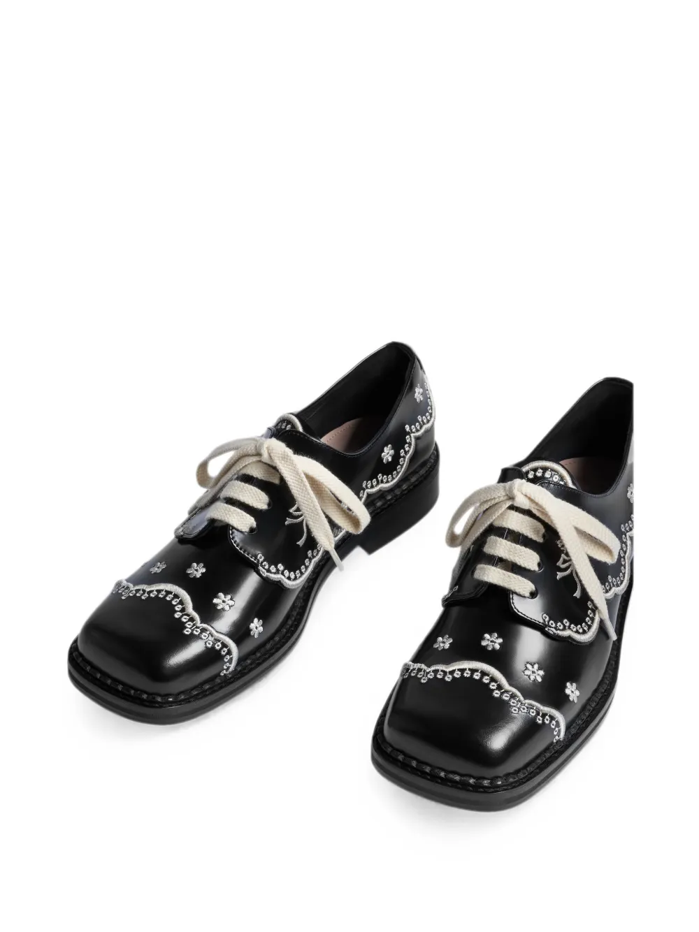 Simone Rocha floral-lace Derby shoes Zwart