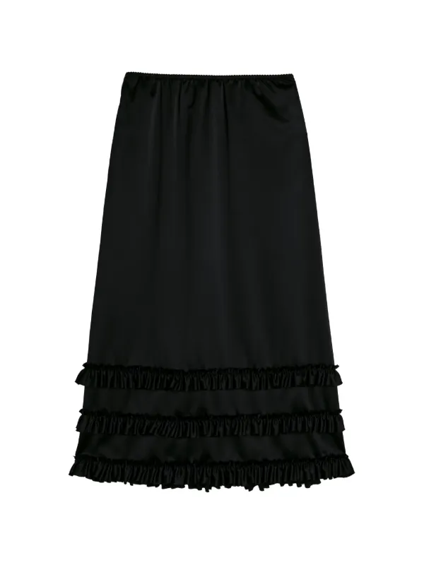 Simone Rocha Ruffled-hem Midi Skirt in Black