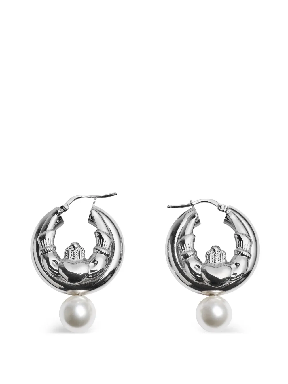 Simone Rocha Claddagh pearl hoop earrings · OS