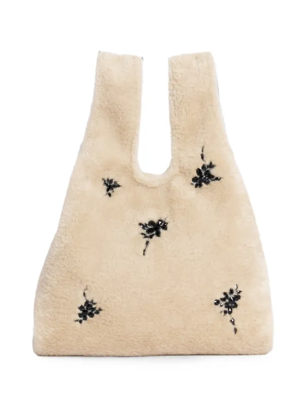Simone Rocha Embellished Faux-fur Shopper Bag in Neutrals