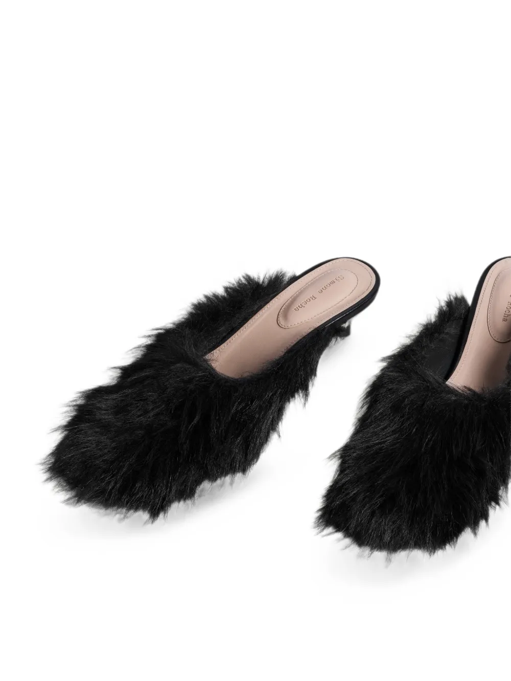 Simone Rocha stiletto faux-fur mules Zwart