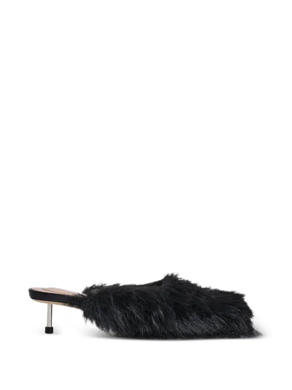 Simone Rocha Stiletto Faux-fur Mules in Black