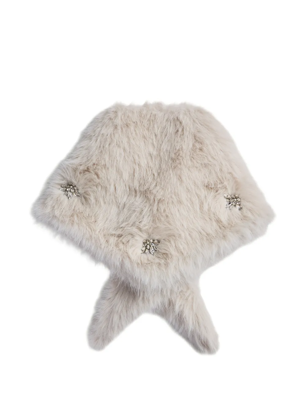 Simone Rocha Verfraaide halsketting van imitatiebont Beige