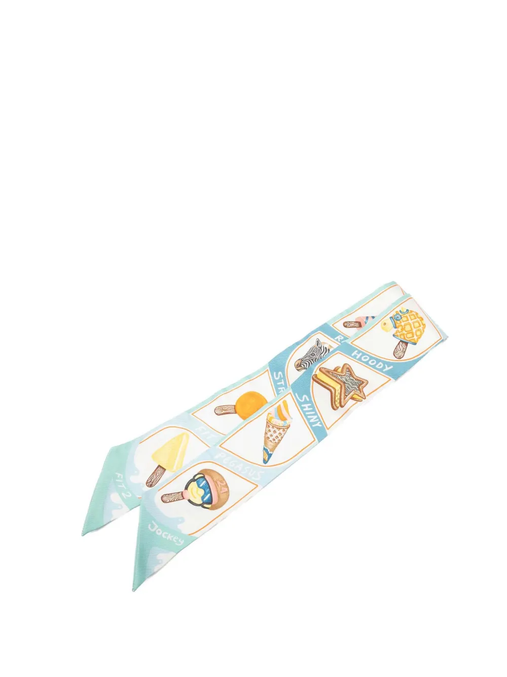 Hermès Pre-Owned 2000-2026 Funny Ice Cream Silk Twilly Scarf scarves - Blu
