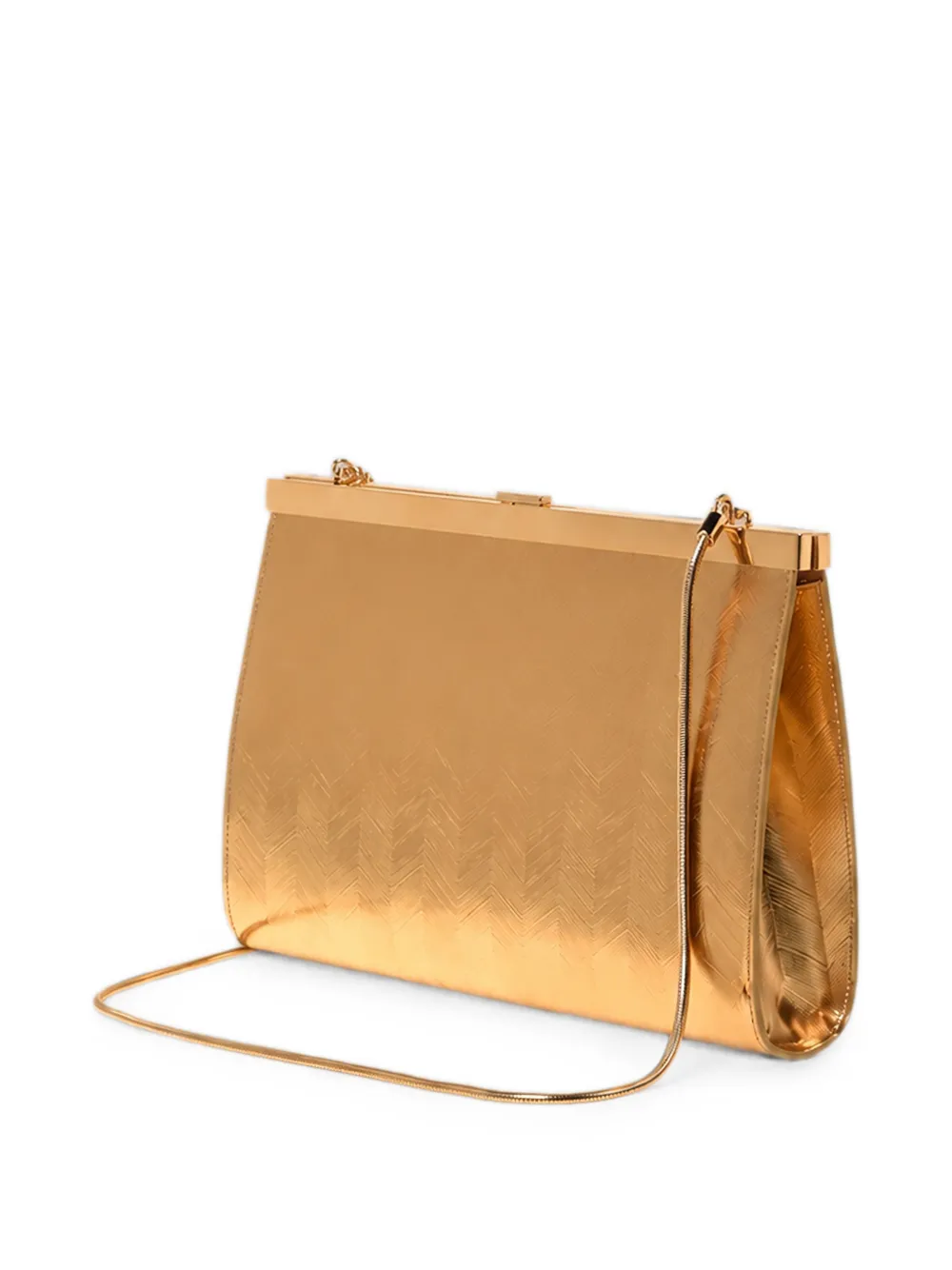 Alberta Ferretti Clutch met gegraveerd chevron montuur Goud