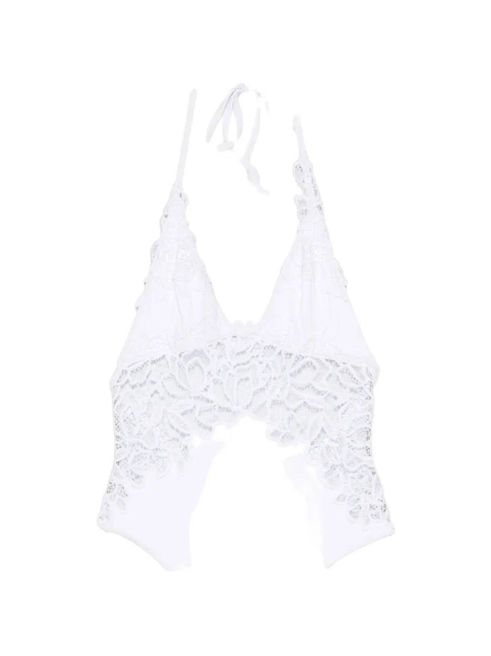 Ermanno Scervino Lace-panel Halterneck Swimsuit In White