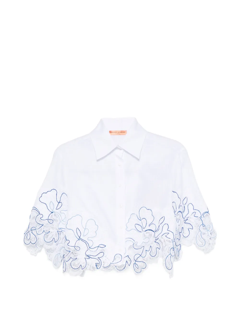 Ermanno Scervino lace-trim cropped shirt - Bianco