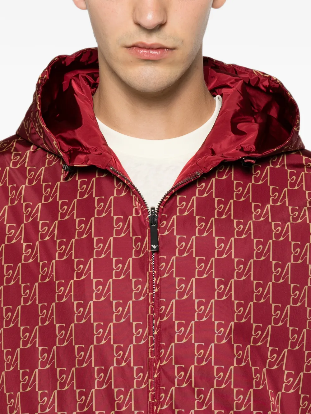 Emporio Armani Omkeerbaar jack met monogramprint Rood