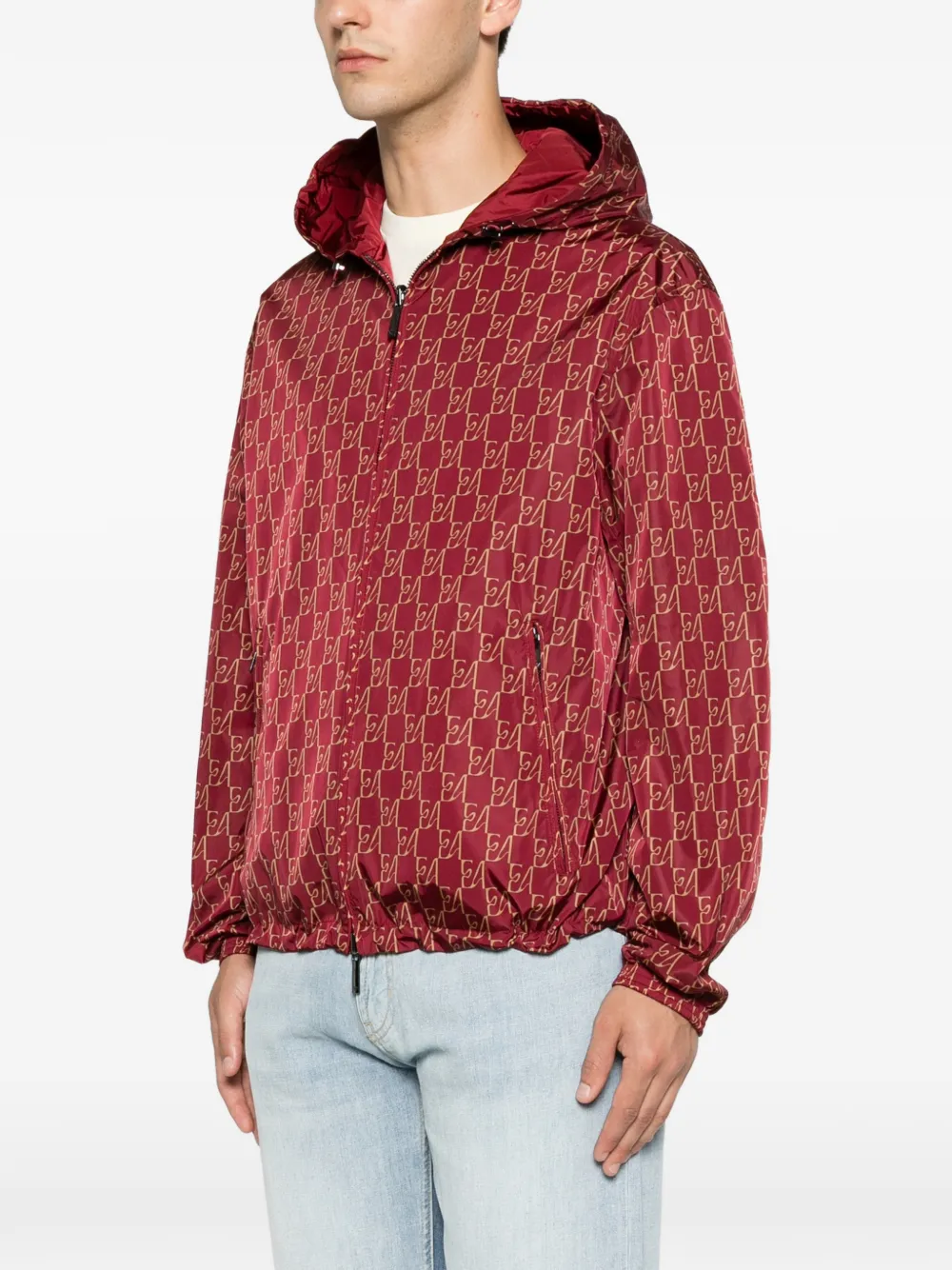 Emporio Armani Omkeerbaar jack met monogramprint Rood