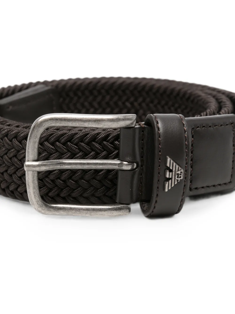 Emporio Armani Geweven riem met leren afwerking Bruin
