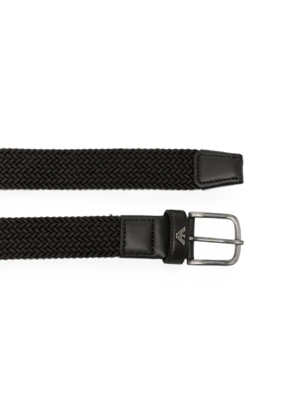 Emporio Armani Geweven riem met leren afwerking Bruin