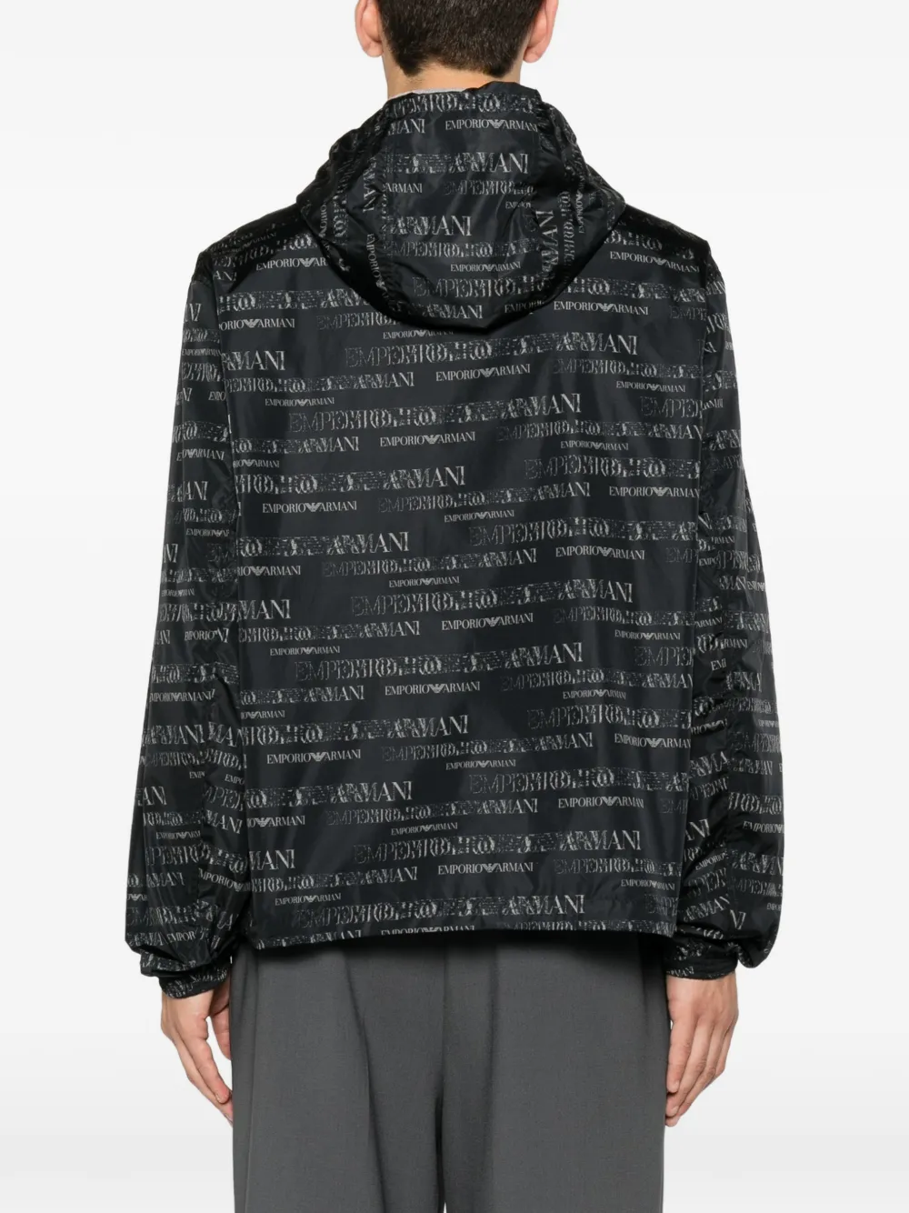 Emporio Armani Omkeerbaar jack met logopatroon Zwart