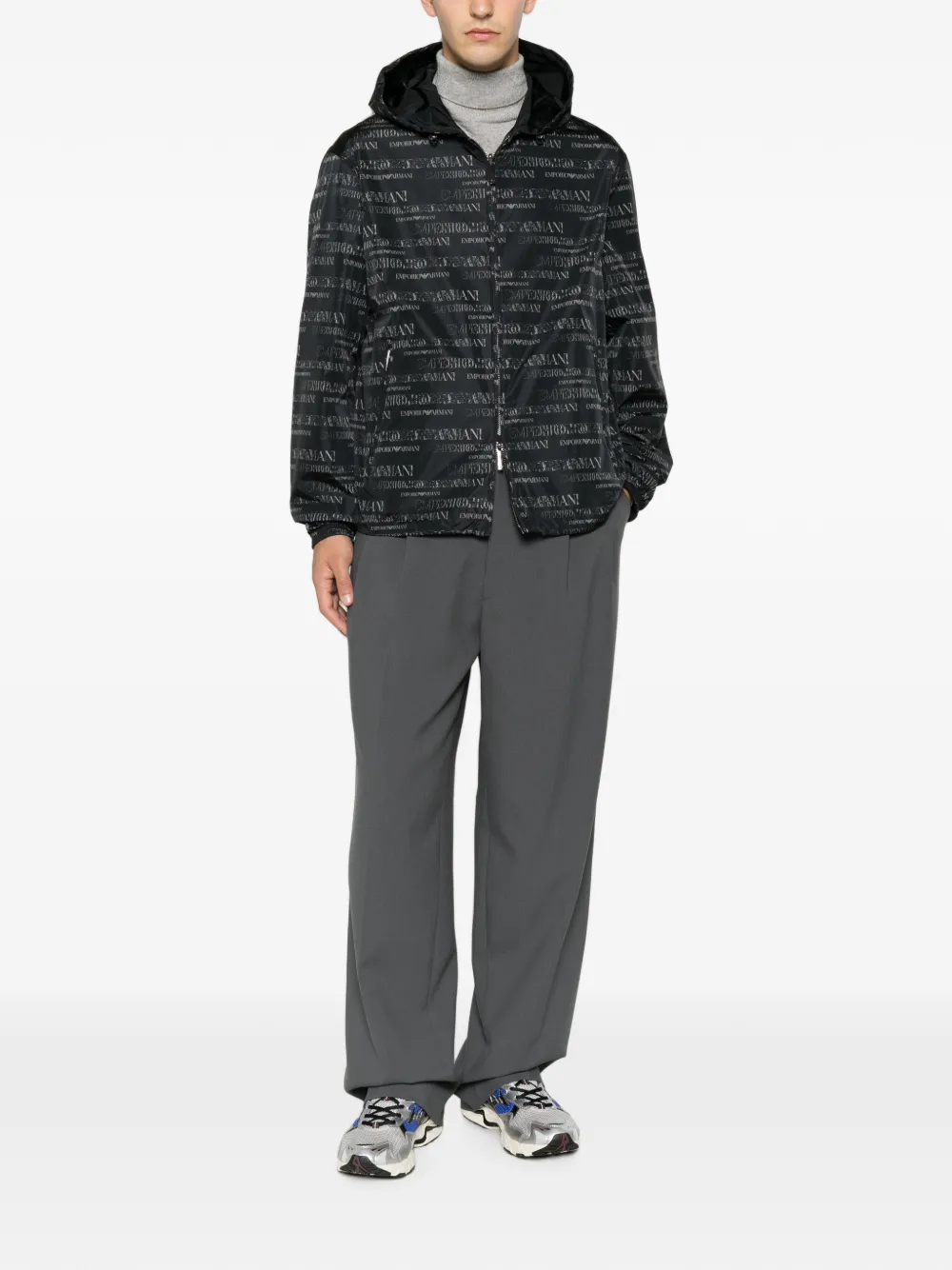 Emporio Armani Omkeerbaar jack met logopatroon Zwart
