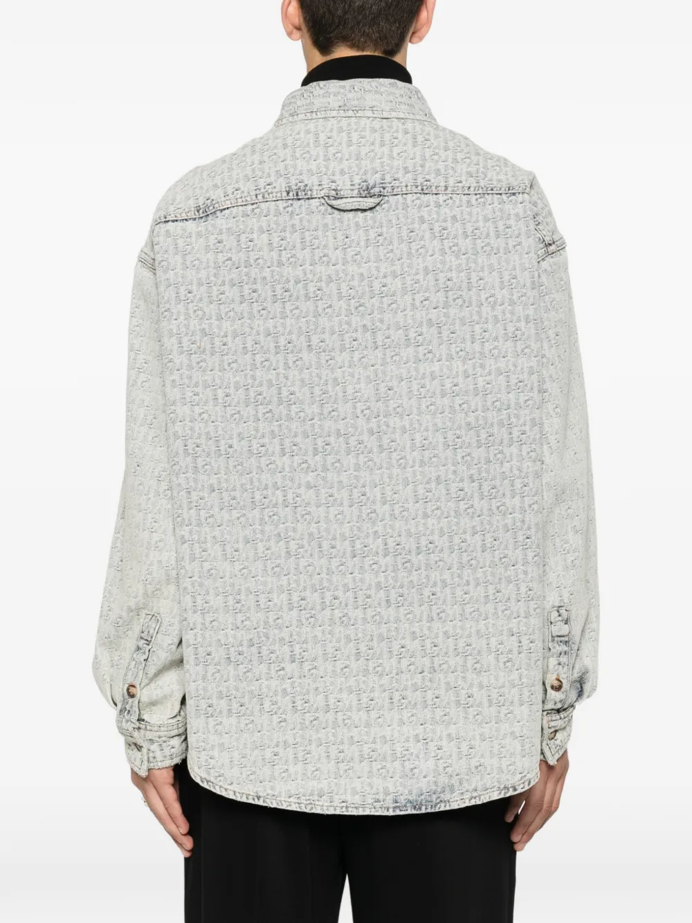 Emporio Armani Overhemd met monogram-print en knopen Blauw